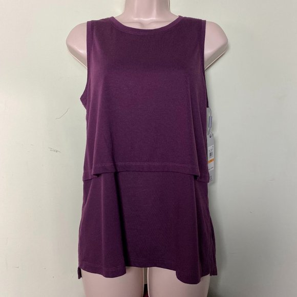 Calvin Klein Performance Epic Knit Tiered Tank Top in Merlot - NWT - Picture 1 of 8